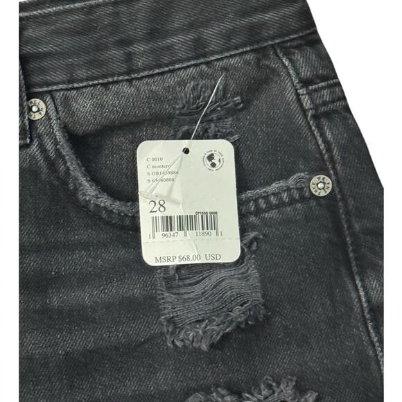 NWT! Free People Maggie Mid Rise Distressed Cut-Off Black Shorts - Size 28 - Picture 8 of 9